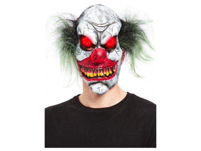Latexová maska ďábelský klaun (svítítcí oči)