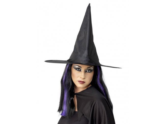 Čarodějnický klobouk černý lesklý