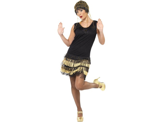 Dámský Flapper kostým s třásněmi 20. léta