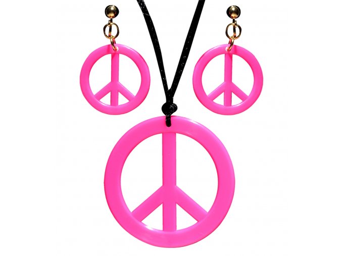 Hippies náušnice s náhrdelníkem růžové