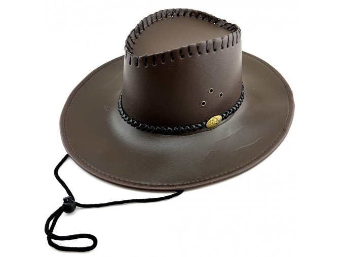 Kovbojský klobouk hnědá koženka