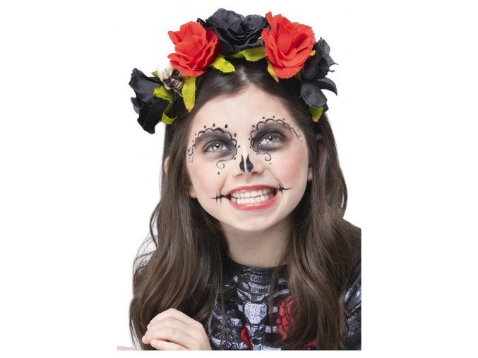 Dětská čelenka Sugar Skull s růžemi