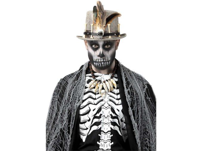 Voodoo klobouk zdobený šedý