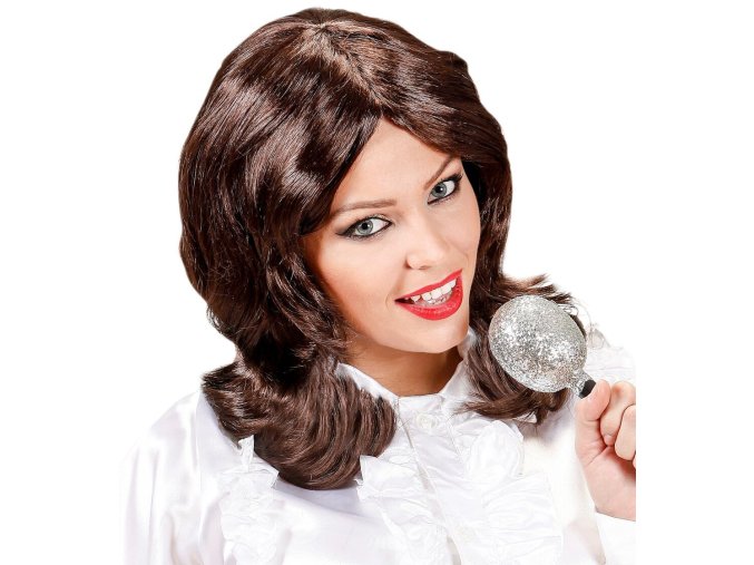 Dámská hnědá paruka popová hvězda 70. léta (ABBA)