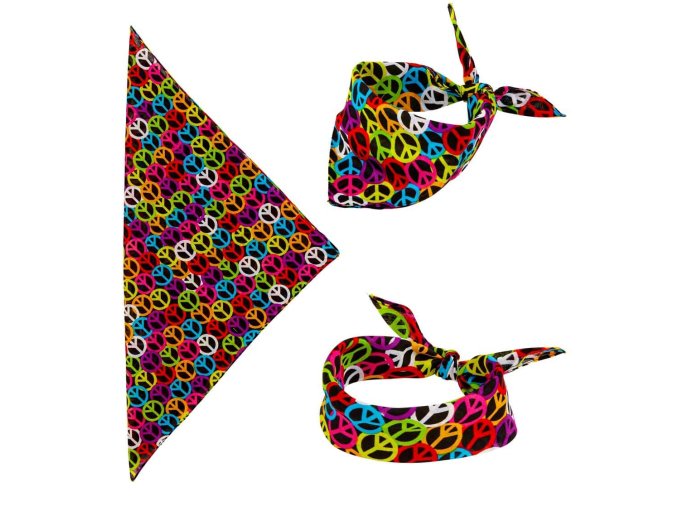 Bavlněný hippes šátek Peace 55x55 cm
