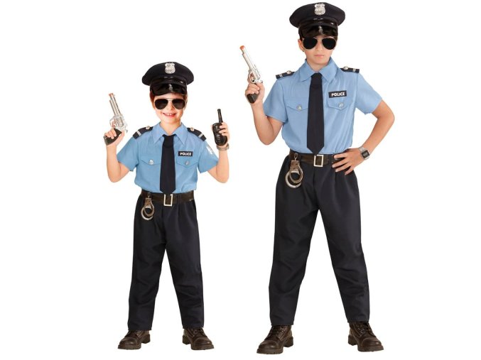 Dětský kostým policista s modrou košilí