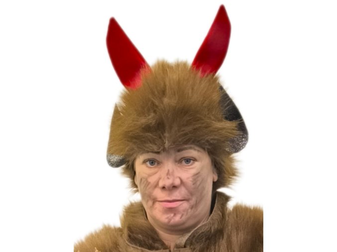 Hnědá čepiče Čert s rohy