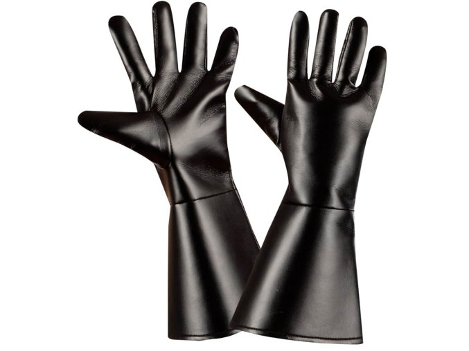 Černé rukavice - kožený vzhled