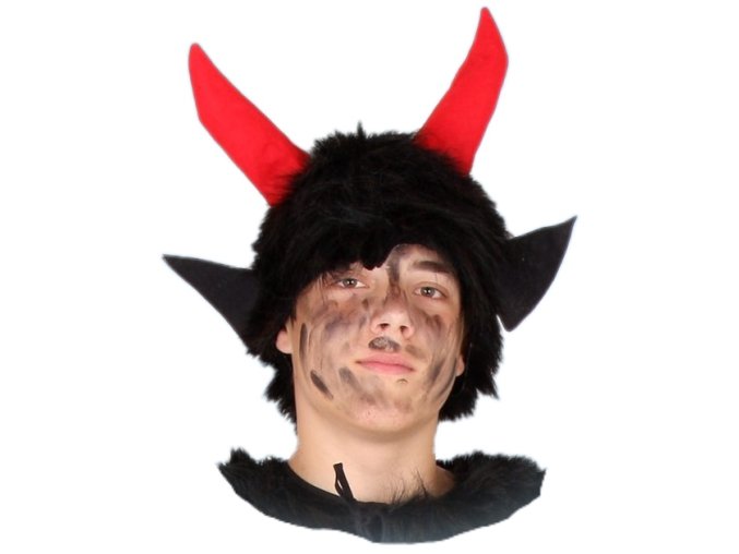 Chlupatá čepice Čert s rohy