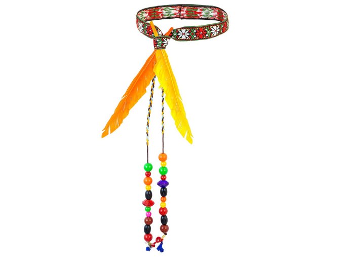 Hippie čelenka s korálky a peřím