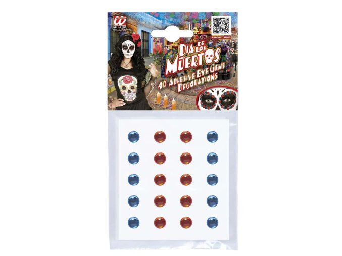 Nalepovací kamínky Sugar Skull (červené, modré)