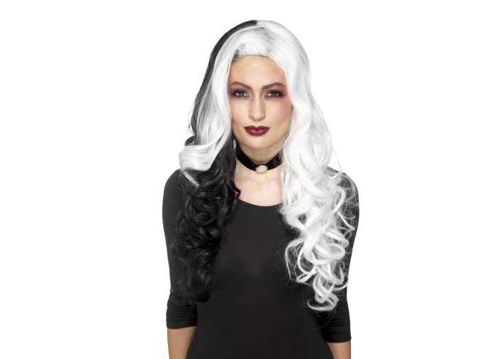 Paruka čarodějnice černobílá