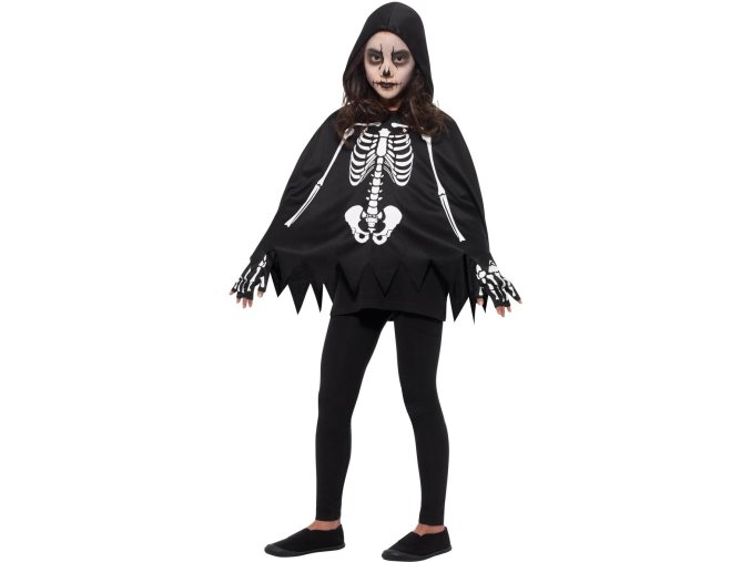 Dětská sada Kostlivec pončo + rukavice