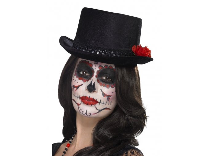 day of the dead top hat black with roses 2000x