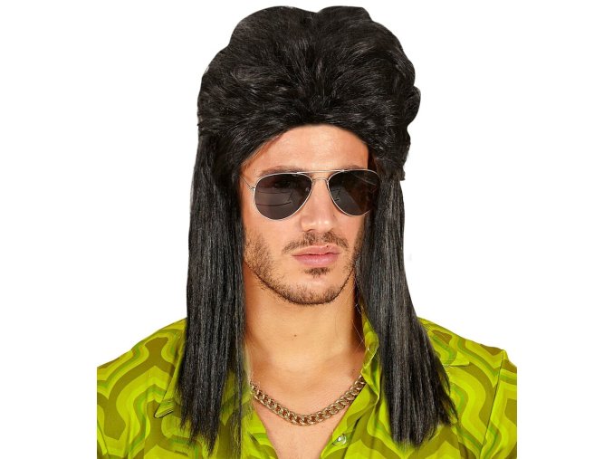 Pánská paruka černá Mullet 80.léta