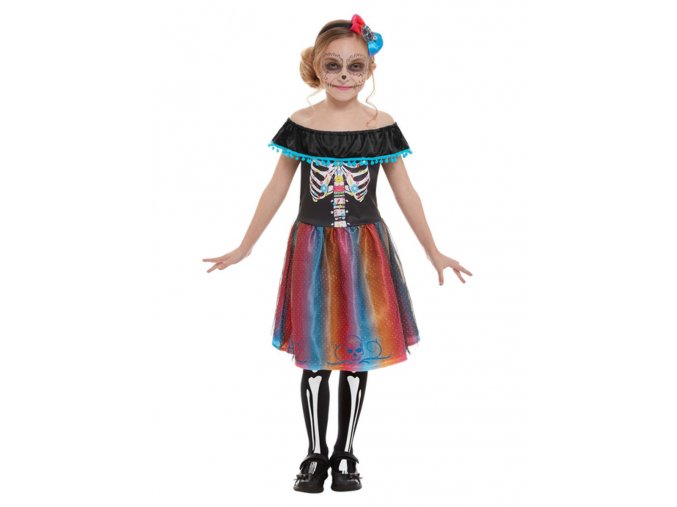 Dětské barevné šaty Sugar skull