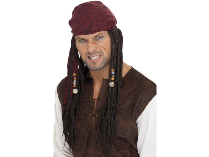 Pirátský šátek s dredy Jack Sparrow
