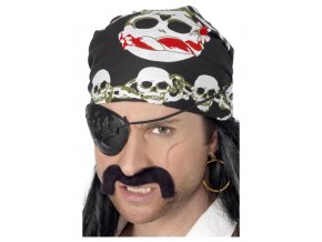 Pirátský šátek s lebkami černý