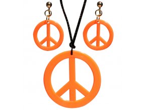 Hippies náušnice s náhrdelníkem oranžové