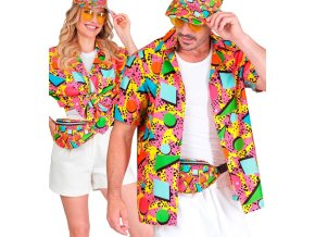 Barevná retro košile funky 80. léta růžová