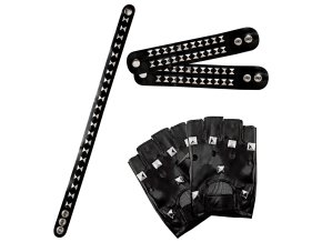 Sada Rocker/Biker/Punker (rukavice, náramky, choker)