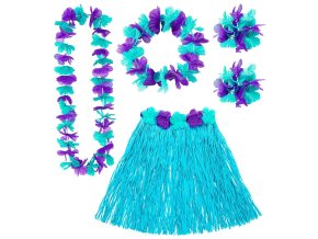 Modrý havajský hula hula set