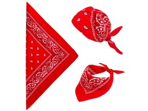 Bavlněný červený šátek bandana 55x55 cm