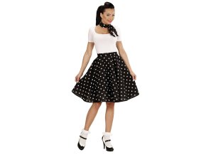 Černá Polka Dot sukně s šátkem 50. léta