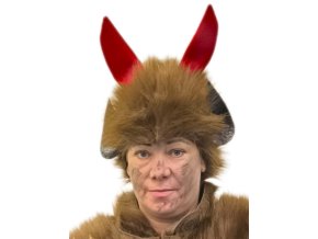 Hnědá čepiče Čert s rohy