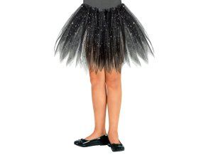 Dětská černá třpytivá tutu sukně 30 cm