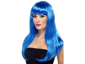 Dámská paruka dlouhá s ofinou modrá