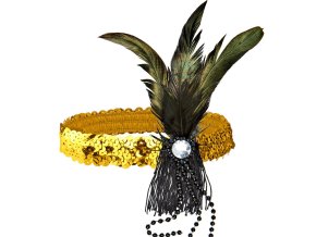 Flapper čelenka s peřím zlatá
