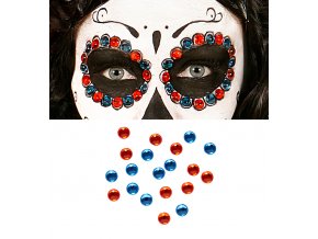Nalepovací kamínky Sugar Skull (červené, modré)