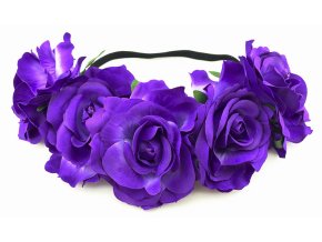 Květinová čelenka růže fialová