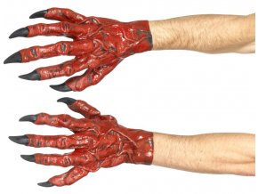Čertovské ruce rukavice červené