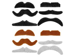 Sada 12 samolepících knírů