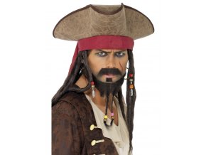 Pirátský klobouk Jack Sparrow (s dredy)