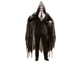 Šedý potrhaný plášť s kapucí  (165cm)