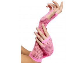 Síťované rukavice bez prstů růžové