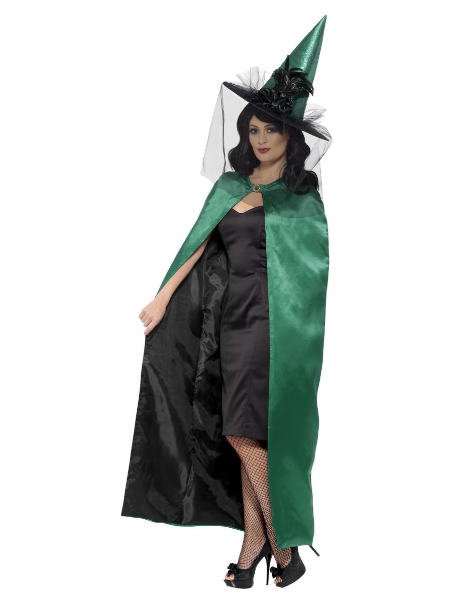 Oboustranný čarodějnický plášť (zelená/černá)