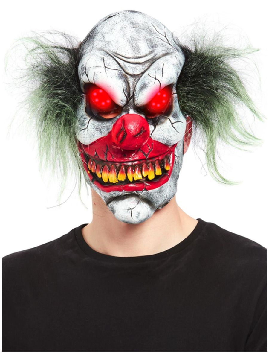 Latexová maska ďábelský klaun (svítítcí oči)