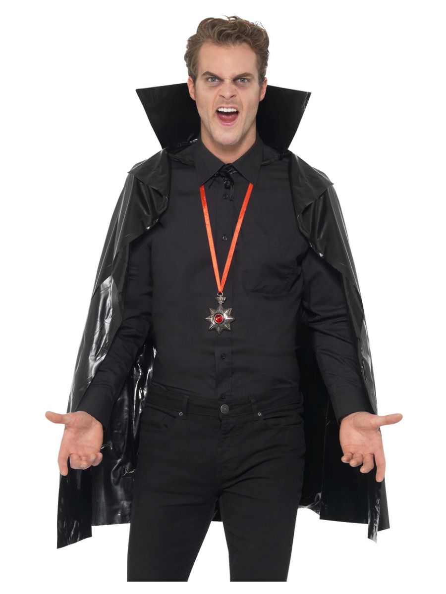Černý upíří plášť s vysokým límcem (114cm)