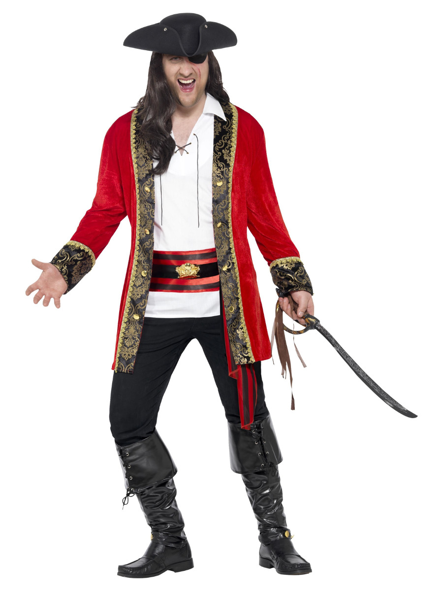 Pánský kostým pirátský kapitán - červené sako XXL (60-62)