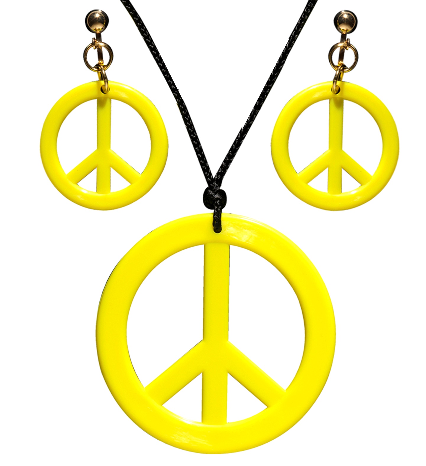 Hippies náušnice s náhrdelníkem žluté