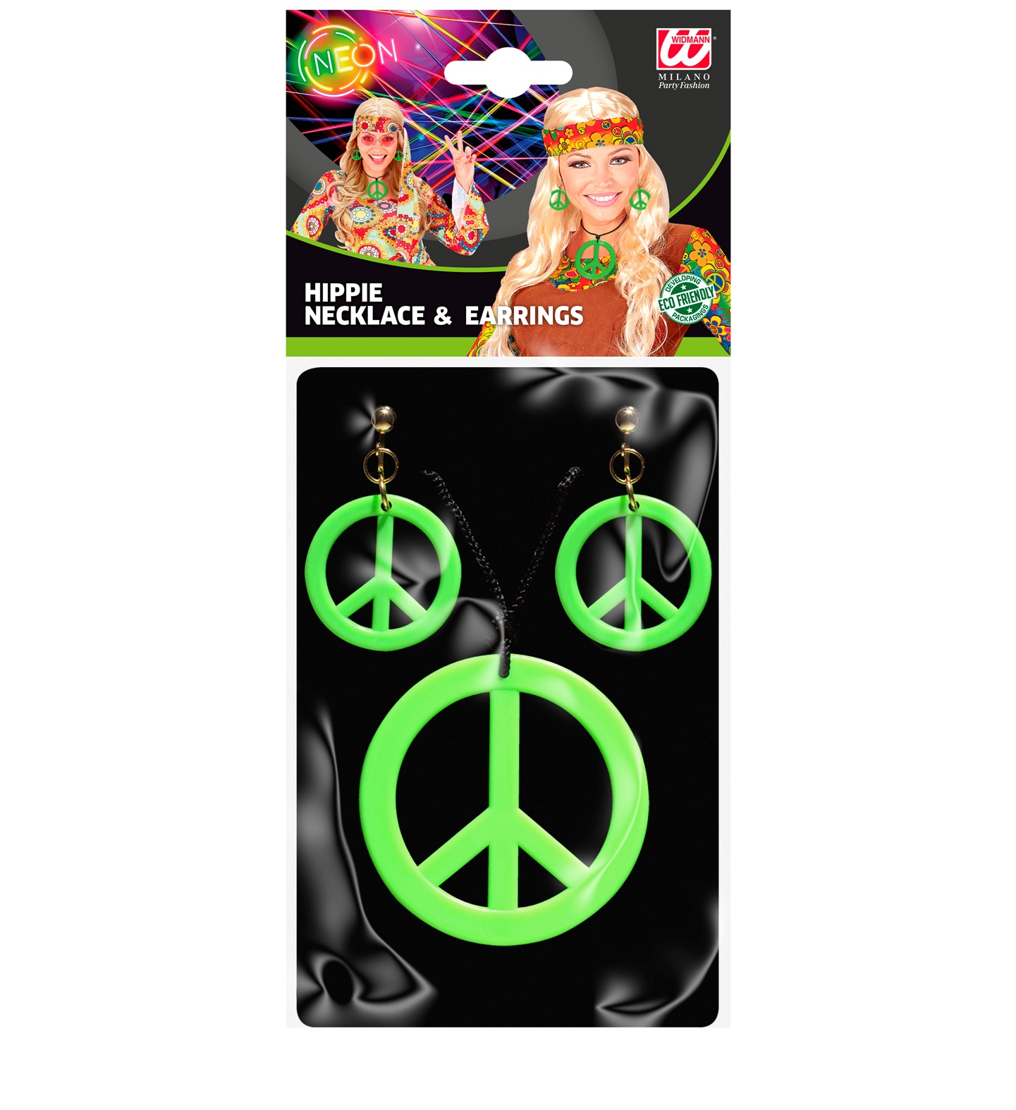 Hippies náušnice s náhrdelníkem zelené