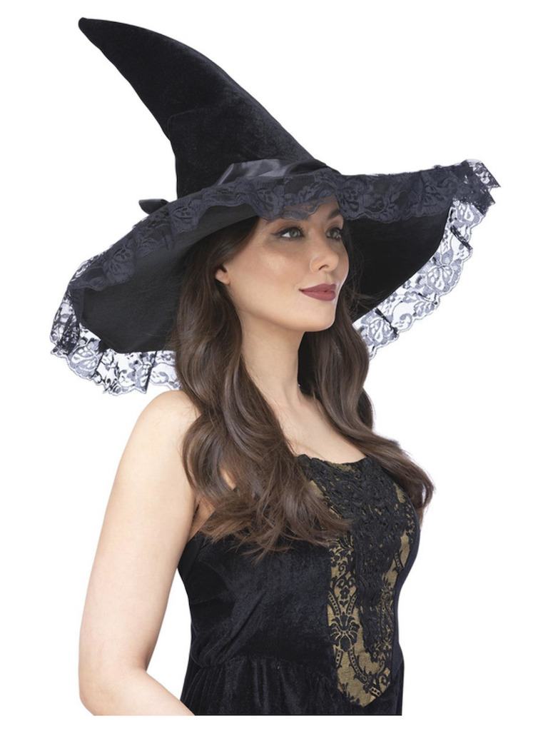 Čarodějnický klobouk s krajkou