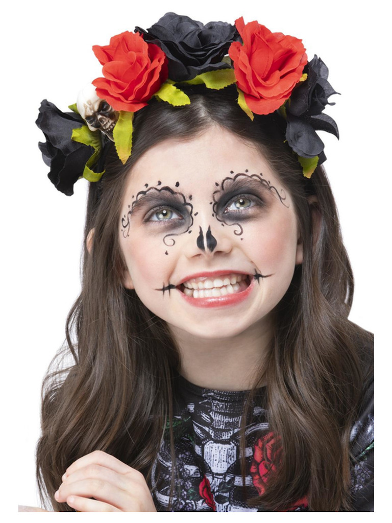Dětská čelenka Sugar Skull s růžemi