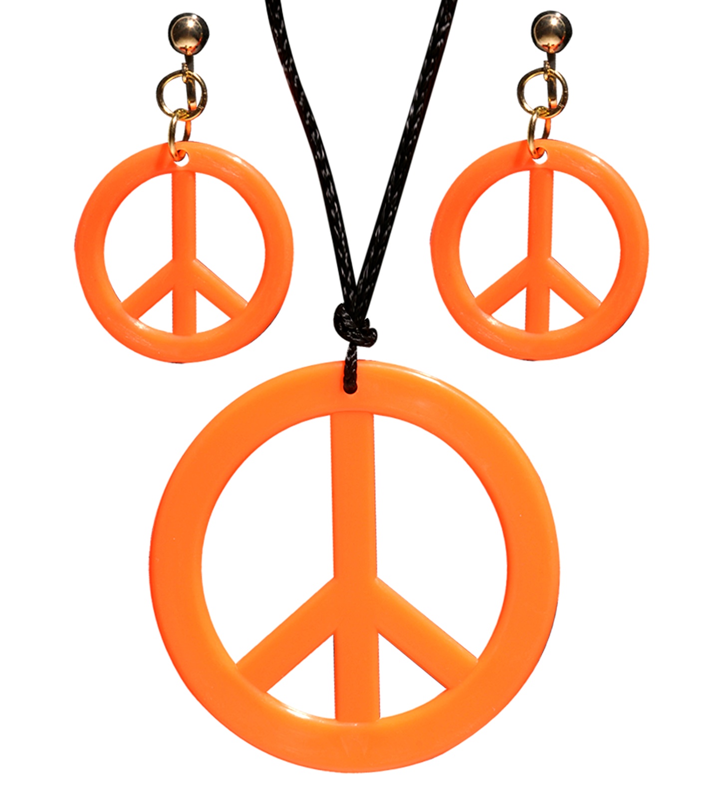 Hippies náušnice s náhrdelníkem oranžové