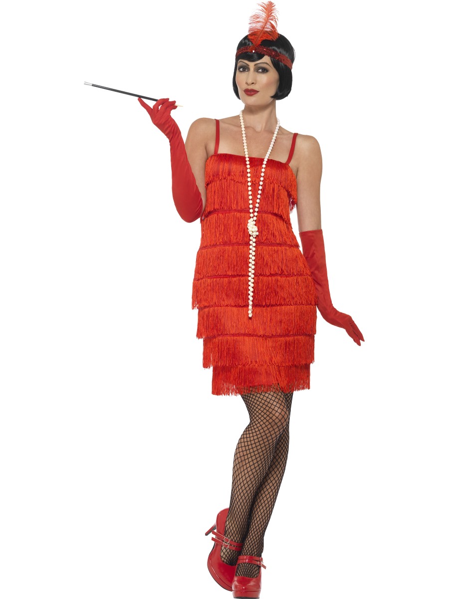 Dámský kostým Flapper červený (krátké šaty) XL (48-50)