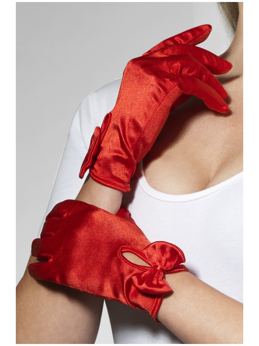 Elegantní rukavičky s mašlí červené